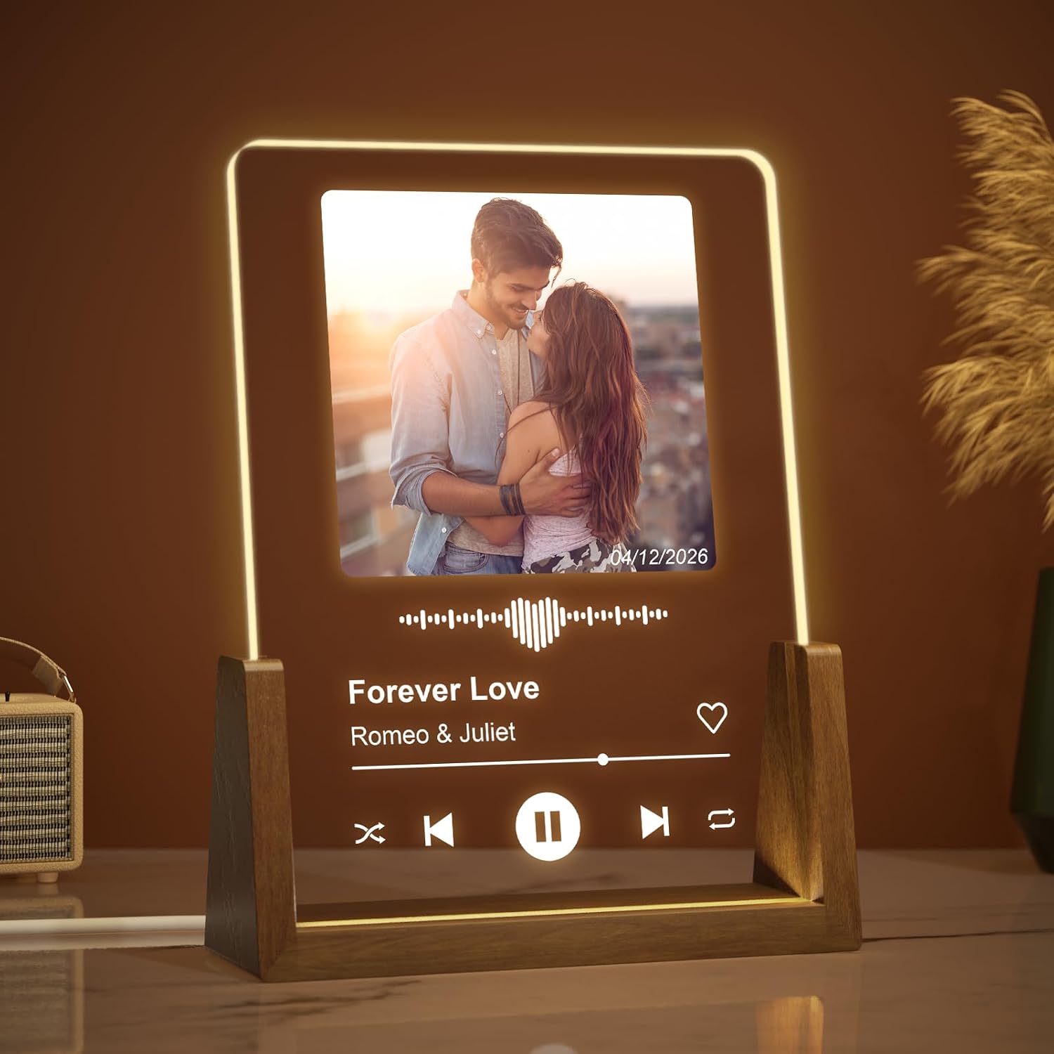 Giftove Personalisiertes Spotify Glas, Geschenk für Freundin und Freund