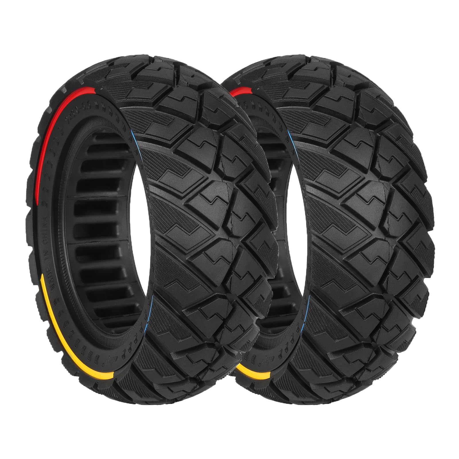 CERFFOOL 9 * 3.0-5.5 Solid All-Terrain Tyre Anti-slip Replacement Wheel for Kugoo Kukirin G2 Pro Electric Scooters Accessories (Tricolor for 2 PCS)