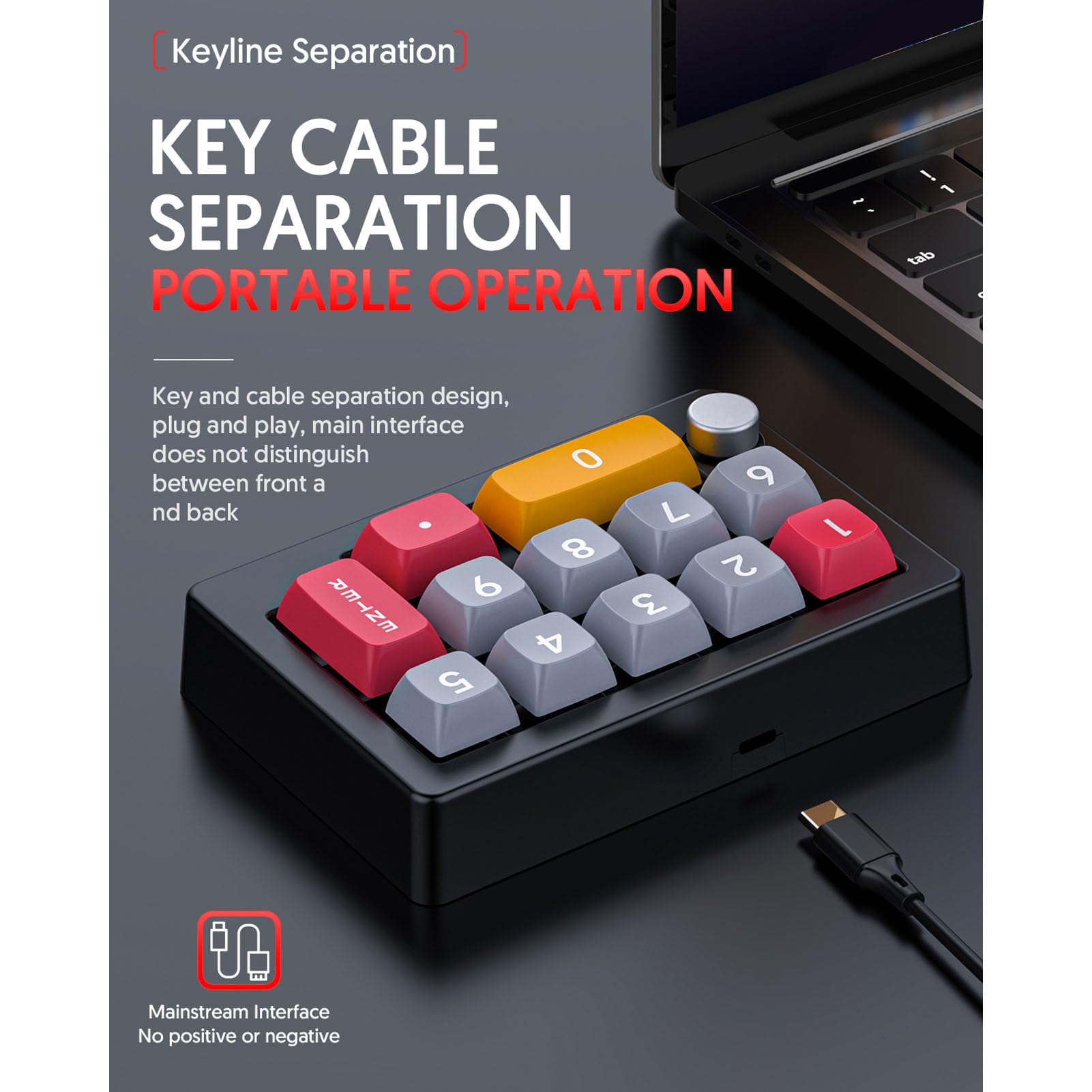 Jectse Mechanisches Numpad, USB-verkabeltes, RGB-hintergrundbeleuchtetes, Programmierbares Makro-Tastenfeld mit 12 Tasten und Joystick-Knopfsteuerung, für Spiele und Arbeit auf La (Black)