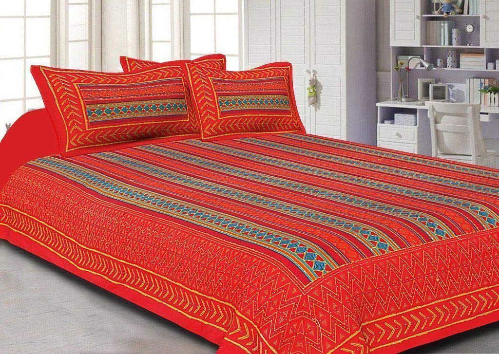 Shilpi Impex100% Cotton Bedsheets for Double Bed with 2 Pillow Covers