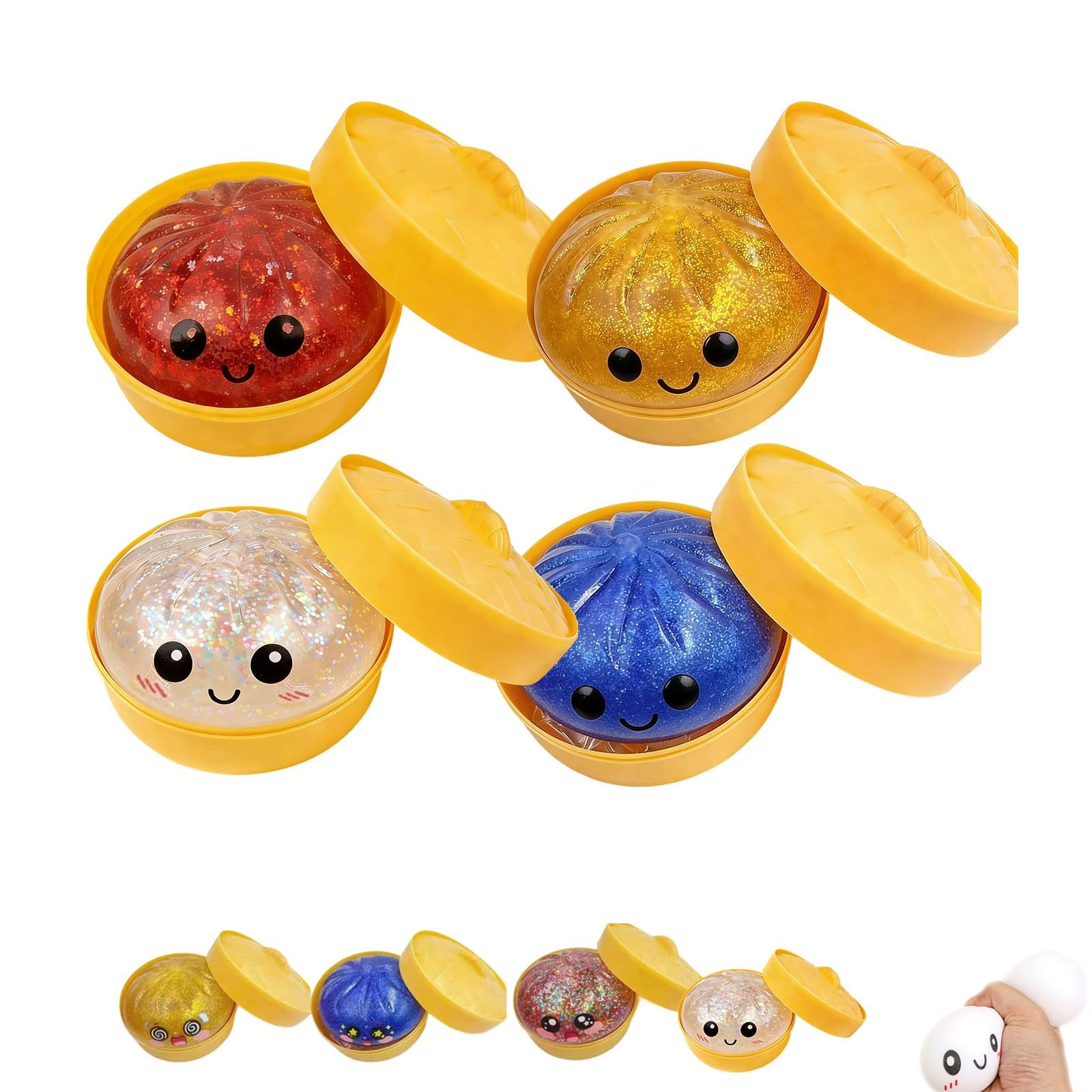 2026 Upgrade Glitter Dumpling Squishy Box,Squishy Dumpling,Anxiety Relief Fidget (Transparent) — view 10