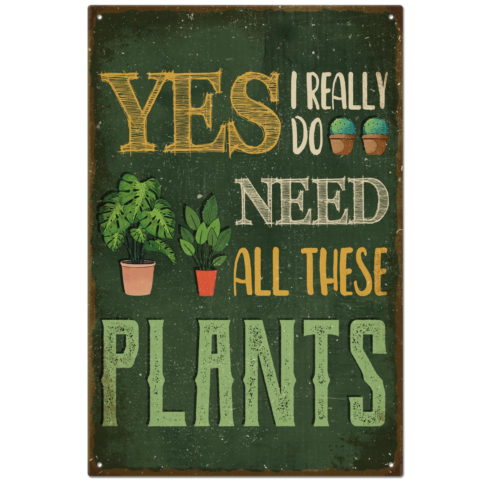 GLOBLELAND Vintage plant grappige tekst metalen tinnen bord voor garage man gepersonaliseerde borden tuin grot borden kunst plaquette poster muur decor voor thuis keuken bar club 8 × 30 cm