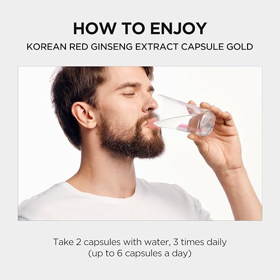 JUNG KWAN JANG Korean Red Ginseng Extract Capsule Gold - Vegan Energy Supplements - No Caffeine & Non-GMO (600mg, 150 Capsules)