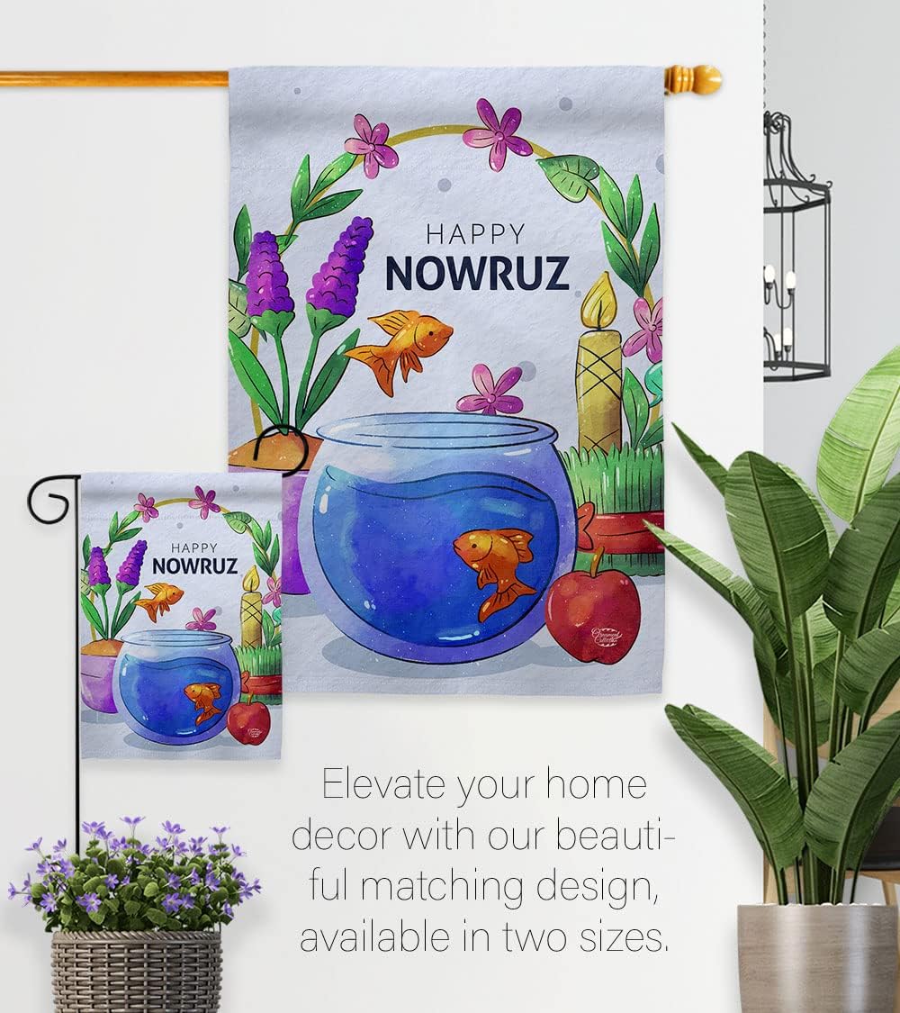Nowruz Greeting Decorations Home Decor Flag Pole Banner Room Wall Art Patio Lawn Front Porch Outdoor Small Tapestry Yard Sign Celebration Persian New Year Christian Religion Day Holiday Made In USA