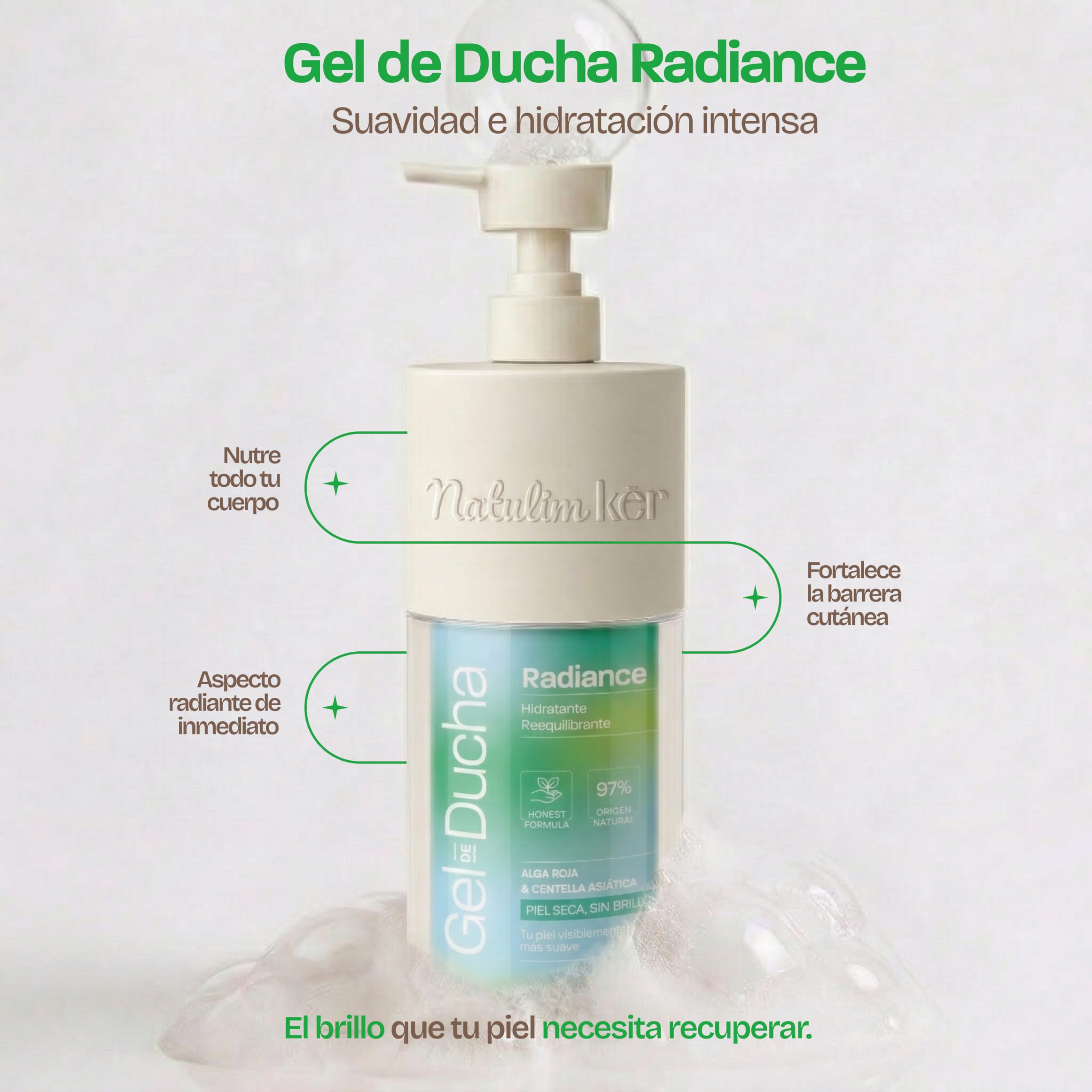 Natulim Kēr Gel de Ducha Radiance - Gel Corporal Hidratante para uso diario - Limpieza Suave, Con Aloe Vera y Centella Asiática, Fragancia Ligera - Deja la Piel Suave y Fresca - 330 ml. - 4