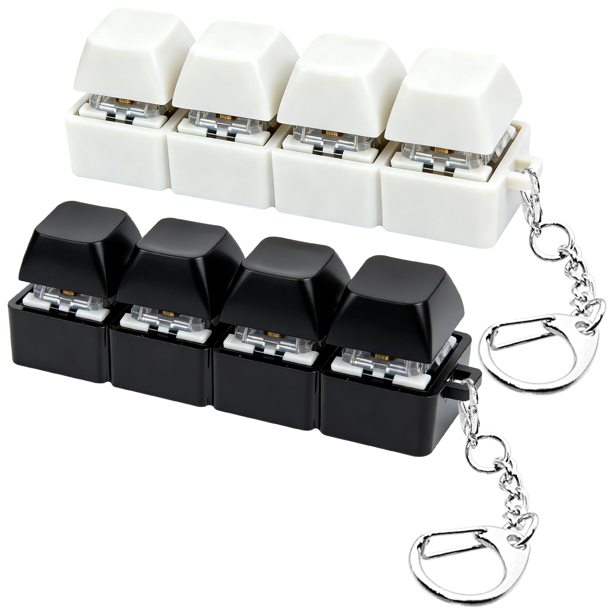 Photo 1 of 2 PCS White & Black Keyboard Fidget Toy, Keyboard Fidget Keychain 4-in-1 Keyboard Decompression Button Finger Clicker Toys, Button Stress Relief Fidget Gifts to Relief Stress (General)