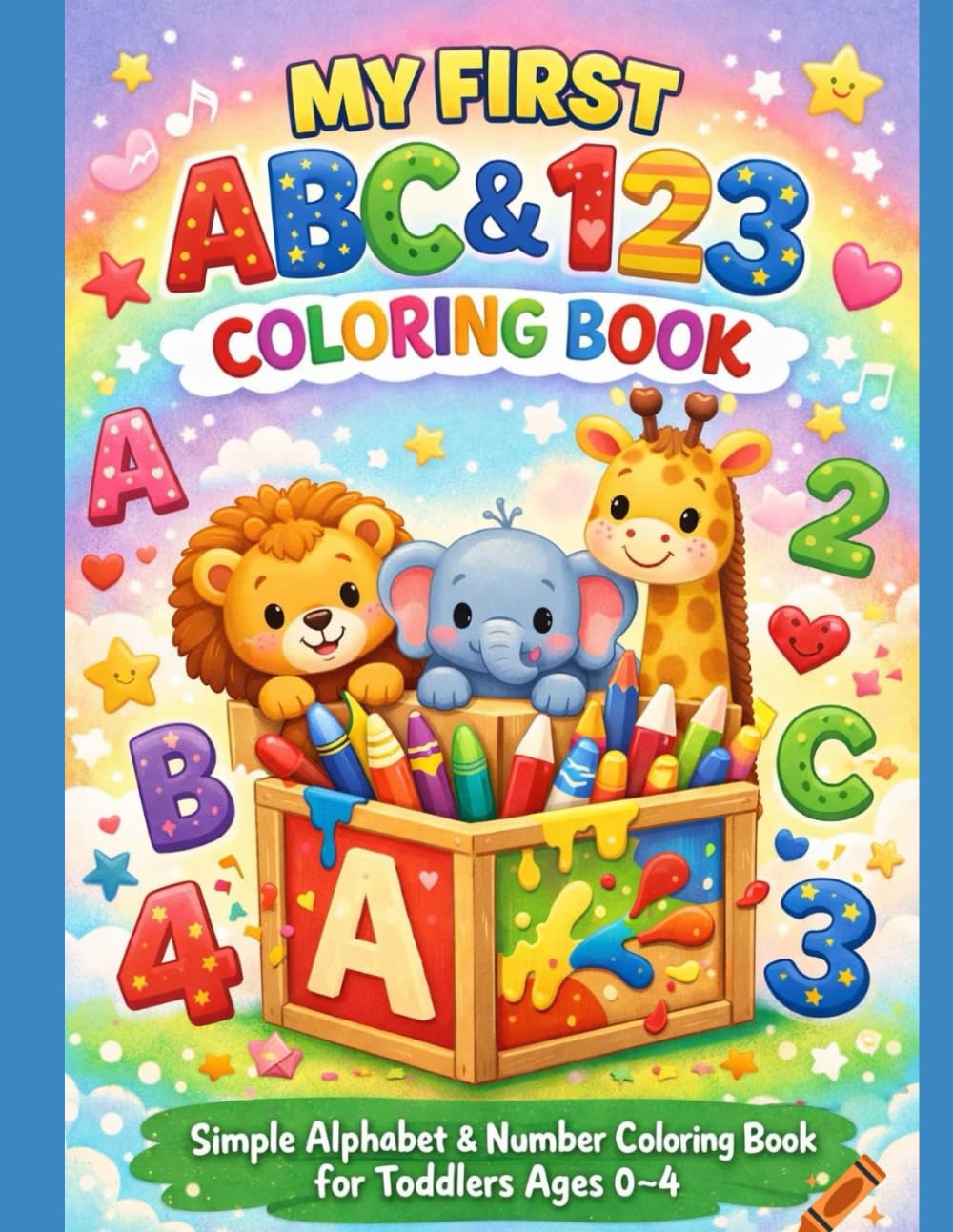 MY FIRST ABC & 123 COLORING BOOK: Simple Alphabet & Number Coloring Book for Toddlers Ages 0-4