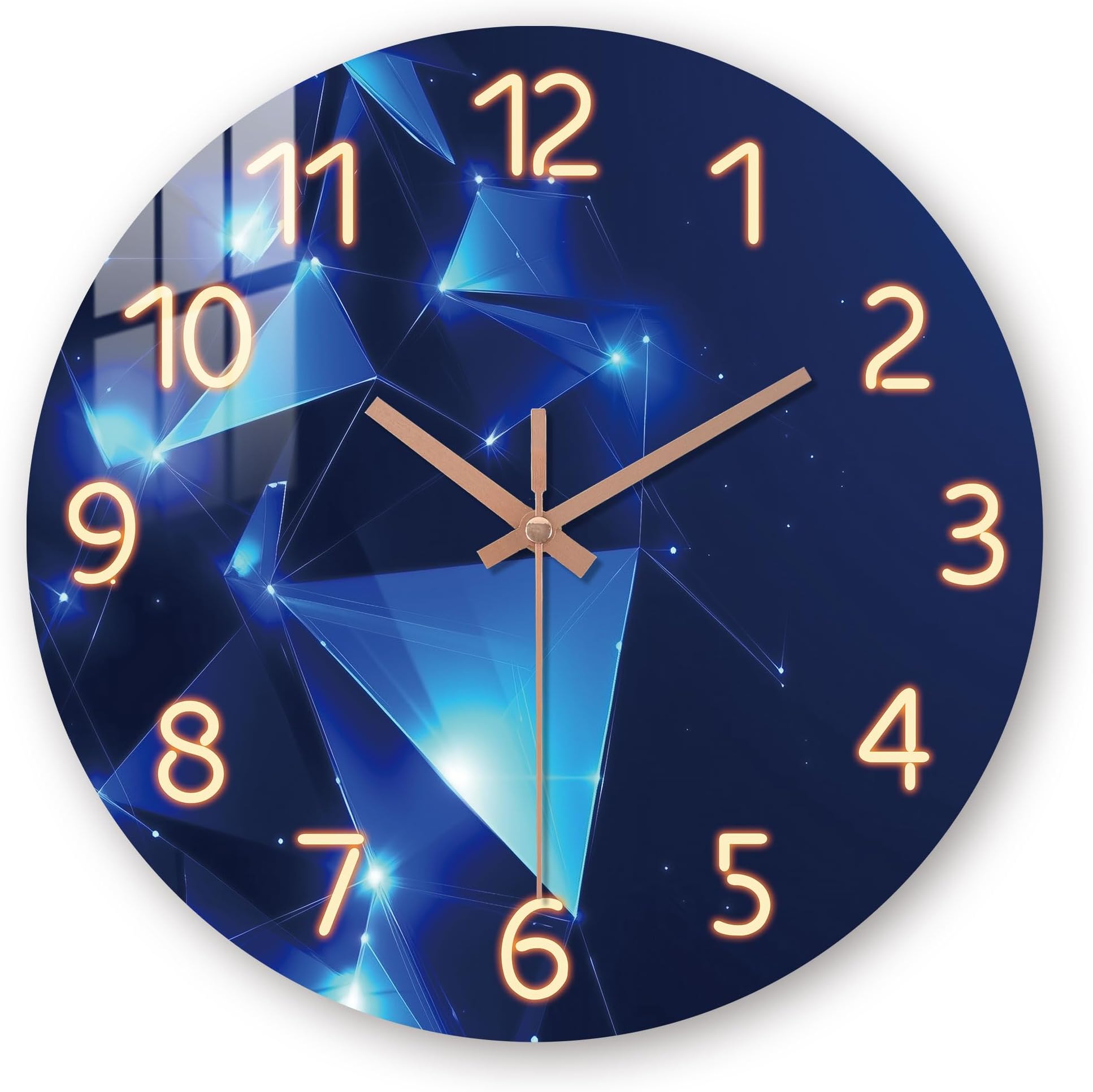 Blue Wall Clock for Bedroom - 12 Inch Modern Analog Clock Battery Operated - Silent Wall Clock Non Ticking for Living Room Office Home Decor
