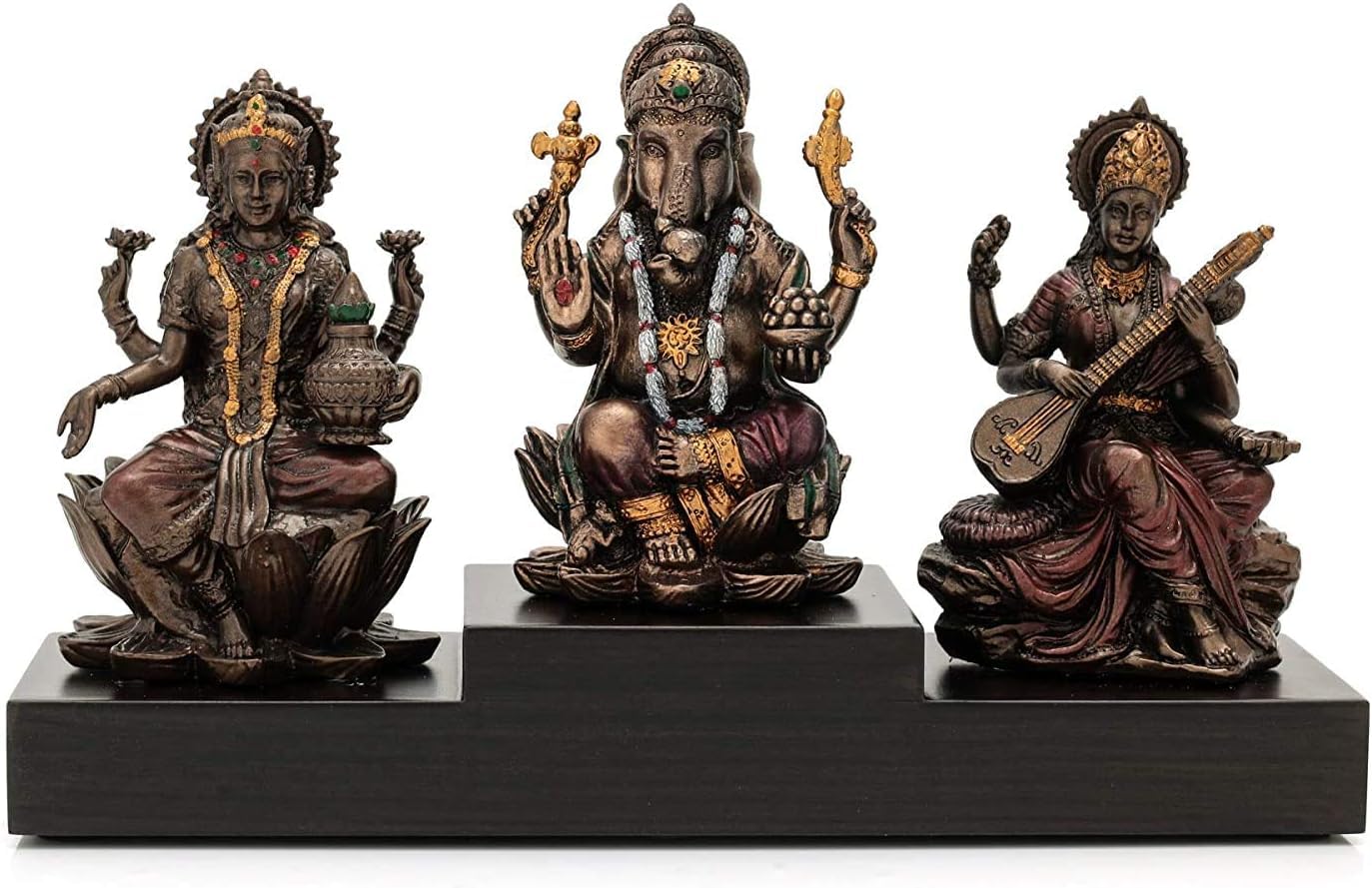 Statue Laxmi Ganesha Saraswati pour temple de maison et rituel Pooja de Diwali