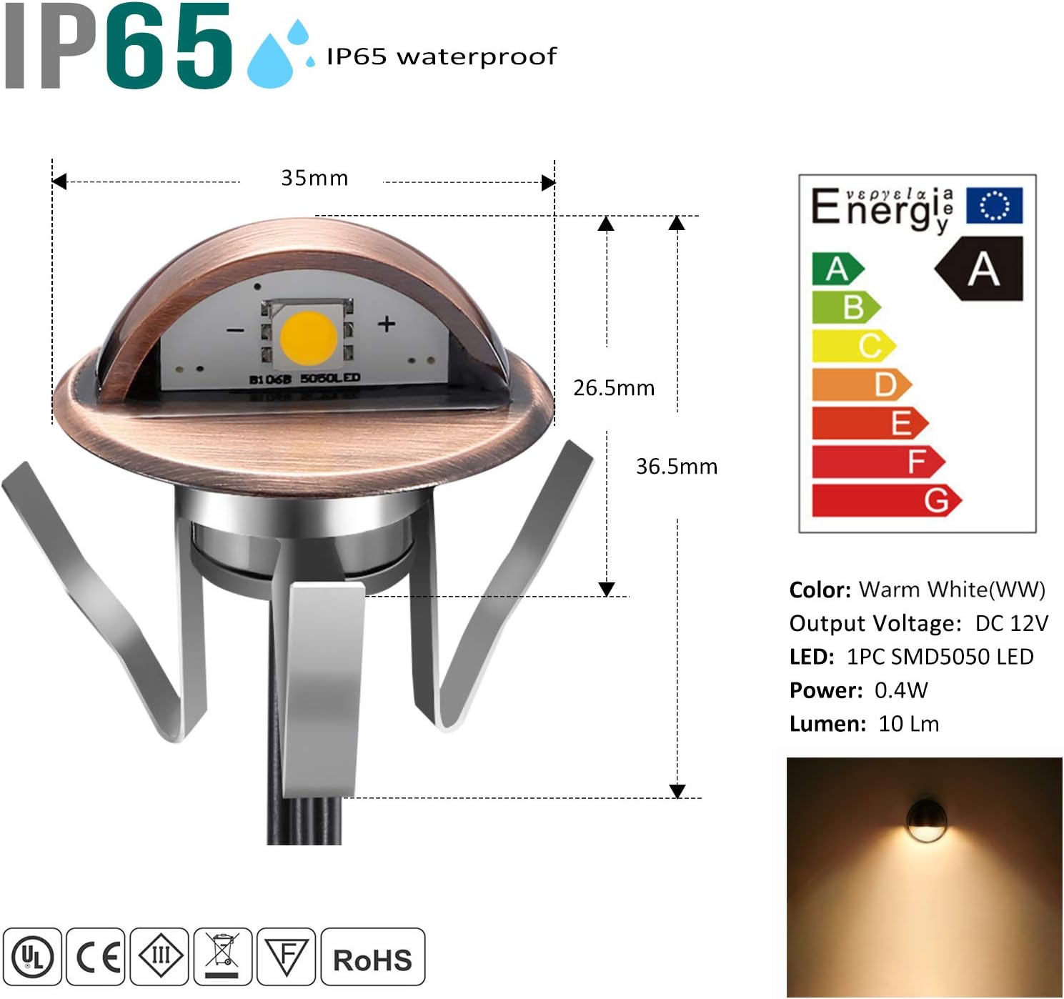Gеt Pорulаr оƒƒеr QACA LED Stair Light Low Voltage Waterproof IP65 Outdoor 1-2/5 Recessed Wood LED Deck Lighting Yard Garden Patio Step Landscape Pathway Decor Lamp (20pcs, Warm White)