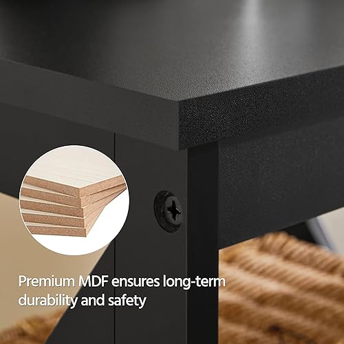 Miniatura 16 de Yaheetech Mesa auxiliar de sofá de 3 niveles con estante, mesa auxiliar resistente en forma de X para sala de estar, unidad de exhibición,