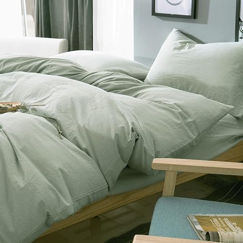 Miniatura 3 de eikei Funda Nórdica Chambray de Algodón Lavado, Juego de Ropa de Cama Casual de Estilo Moderno, Sensación de Suavidad Relajada Aspecto Natural