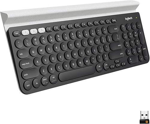 Logitech Teclado inalámbrico multidispositivo K780 para computadora, teléfono y tableta, compatible con control cruzado por computadora FLOW -