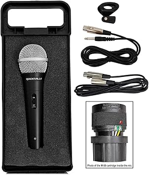Rockville G-AMP 40 Bundle: Guitar Combo Amplifier, RMC-XLR Wired Microphone, 10 in Speaker, Bluetooth, USB, Microphone Input, Footswitch, Speaker Cabinet, DJ Handheld, Metal Body, Two Cables, 2-Items