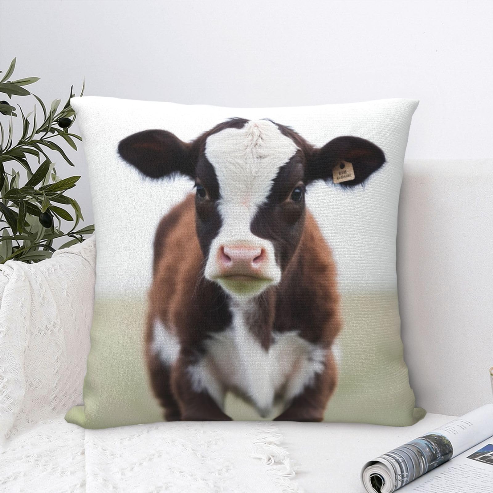 FodPand Luxury Velvet Throw Pillow Covers 24"x24" Super Soft Decorative Pillow Cases - Cow Pillowcases Modern Lumbar Cushion Cases for Couch Sofa Bed Pillow Shams