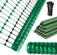 ACTREY Plastic Temporary Snow Fence 4x100 FT with 25 Stakes & 100 Zip Ties - Reusable HDPE Garden Safety Barrier for Pool, Lawn, Deer Protection