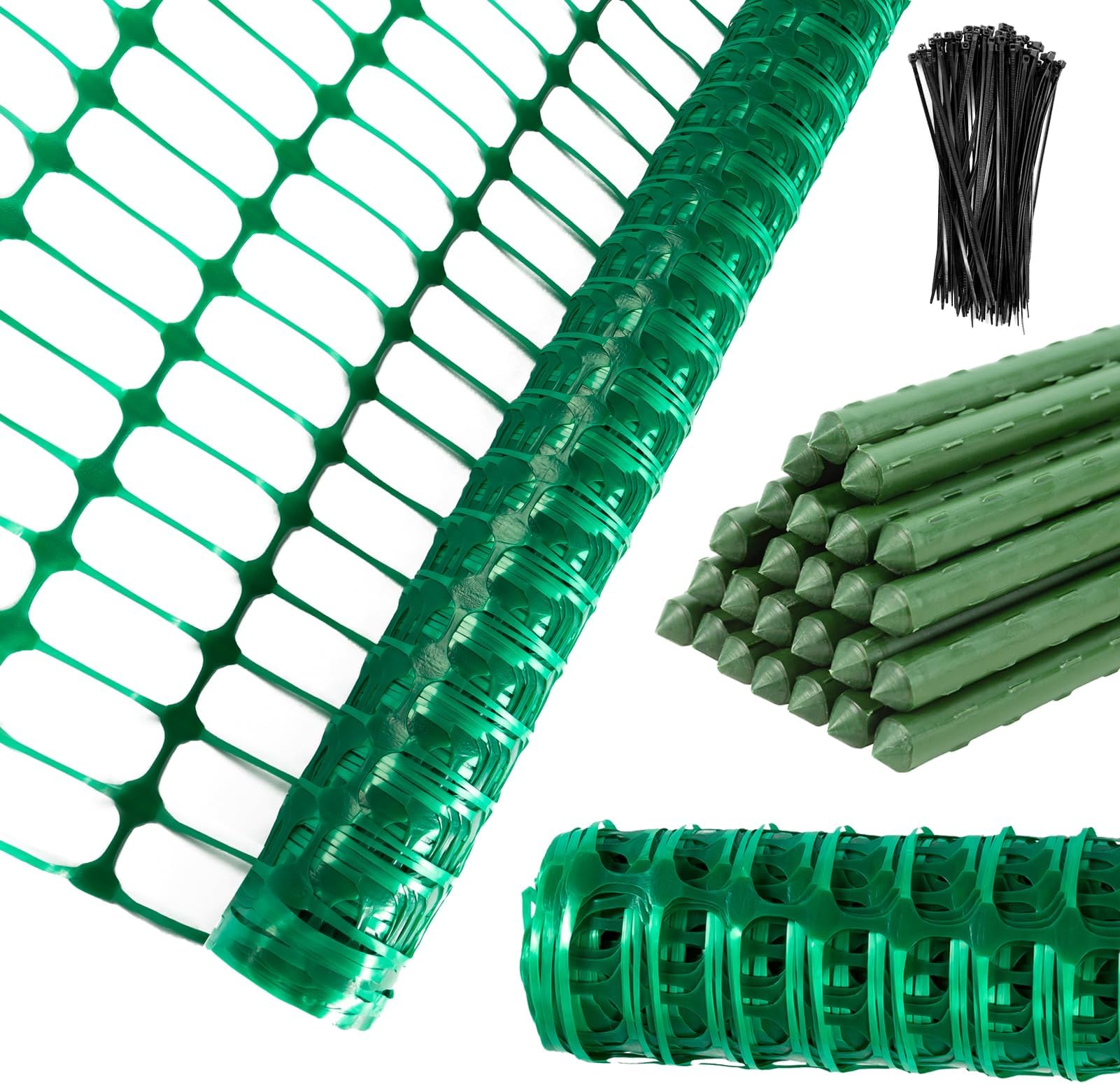 Plastic Fencing Temporary Fence,Snow Fence 4x100 with Stakes,Garden Fencings Plastic with Poles,Reusable Safety Fences,Construction Fences,Garden Fencings Roll for Pool,Lawn,Deer