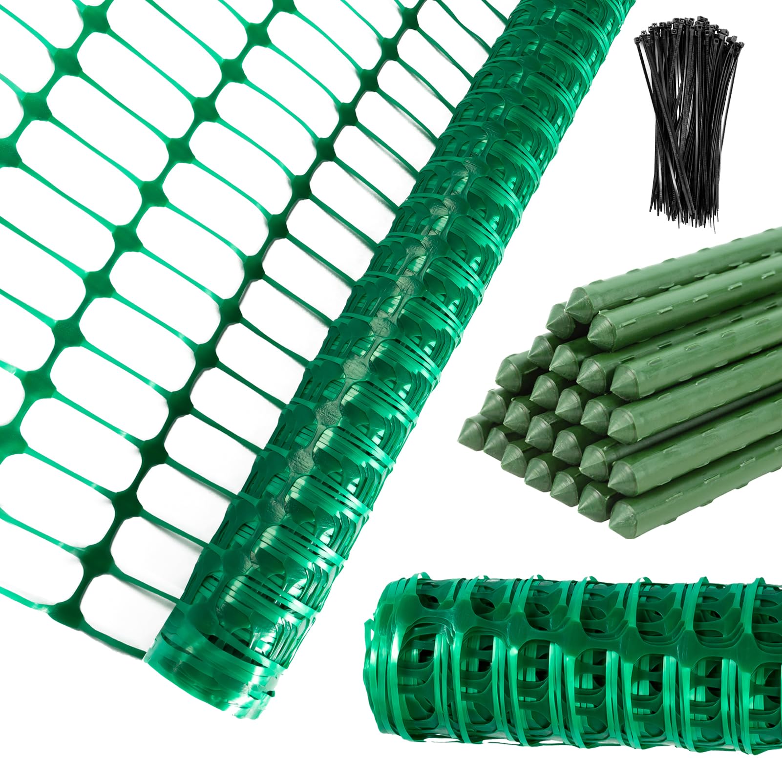 Plastic Fencing Temporary Fence,Snow Fence 4x100 with Stakes,Garden Fencings Plastic with Poles,Reusable Safety Fence,Construction Fence,Garden Fencing Roll for Pool,Lawn,Deer