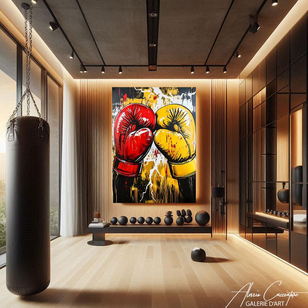 Tabella Guanti da Boxe - Poster decorazione da parete Sport - Stampa su tela astratta moderna - Quadro pop art con cornice, decorazione da parete motivazione - decorazione per camera da letto