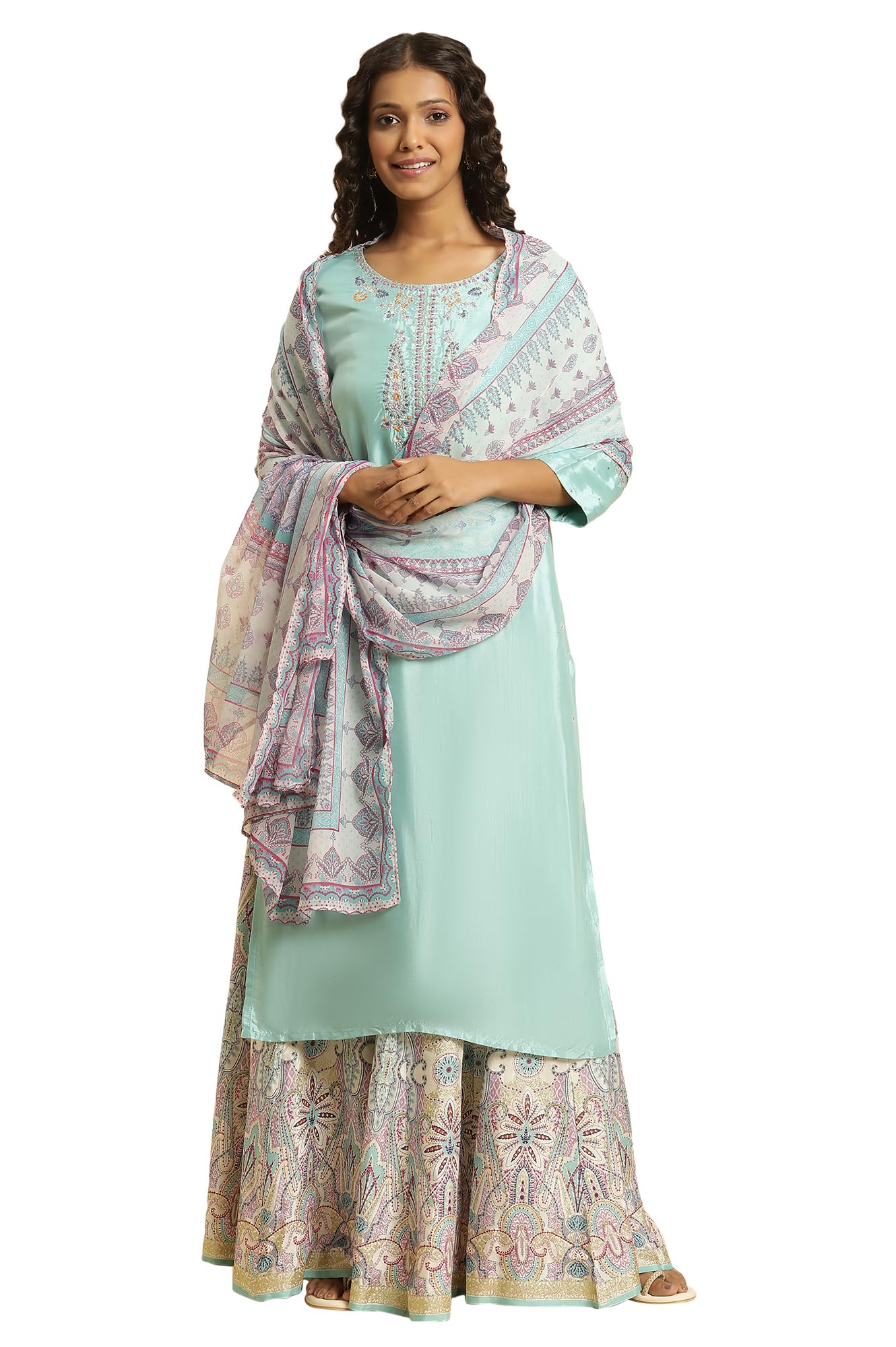w for woman Women's Multicoloured Paisley Printed Chiffon Dupatta_23AUW82077-122706_Free Size_WFS-picture-37