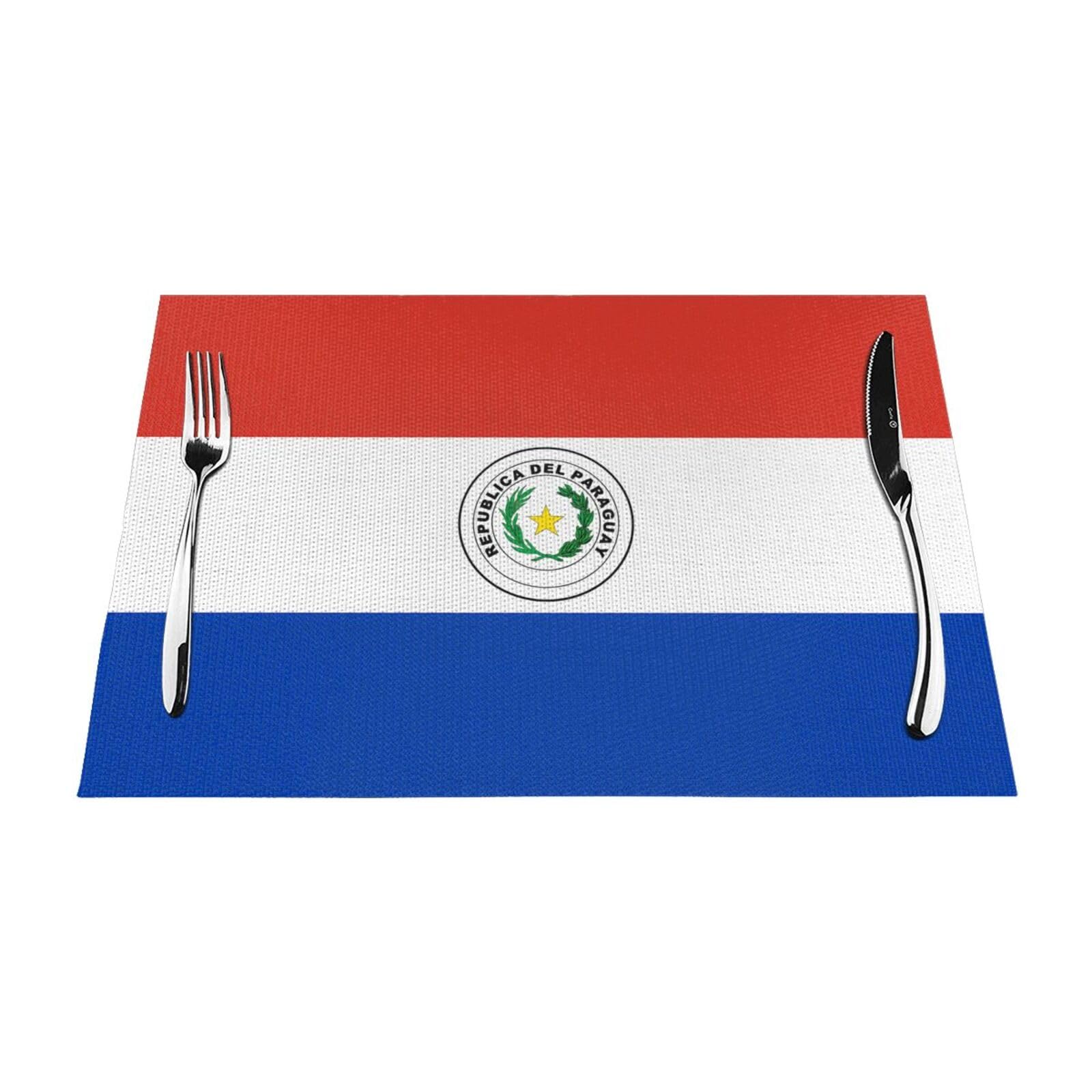 Flag of Paraguay 6 Pcs Patterned Woven Placemats are Non-Slip and Heat-Resistant and Complement Any Table