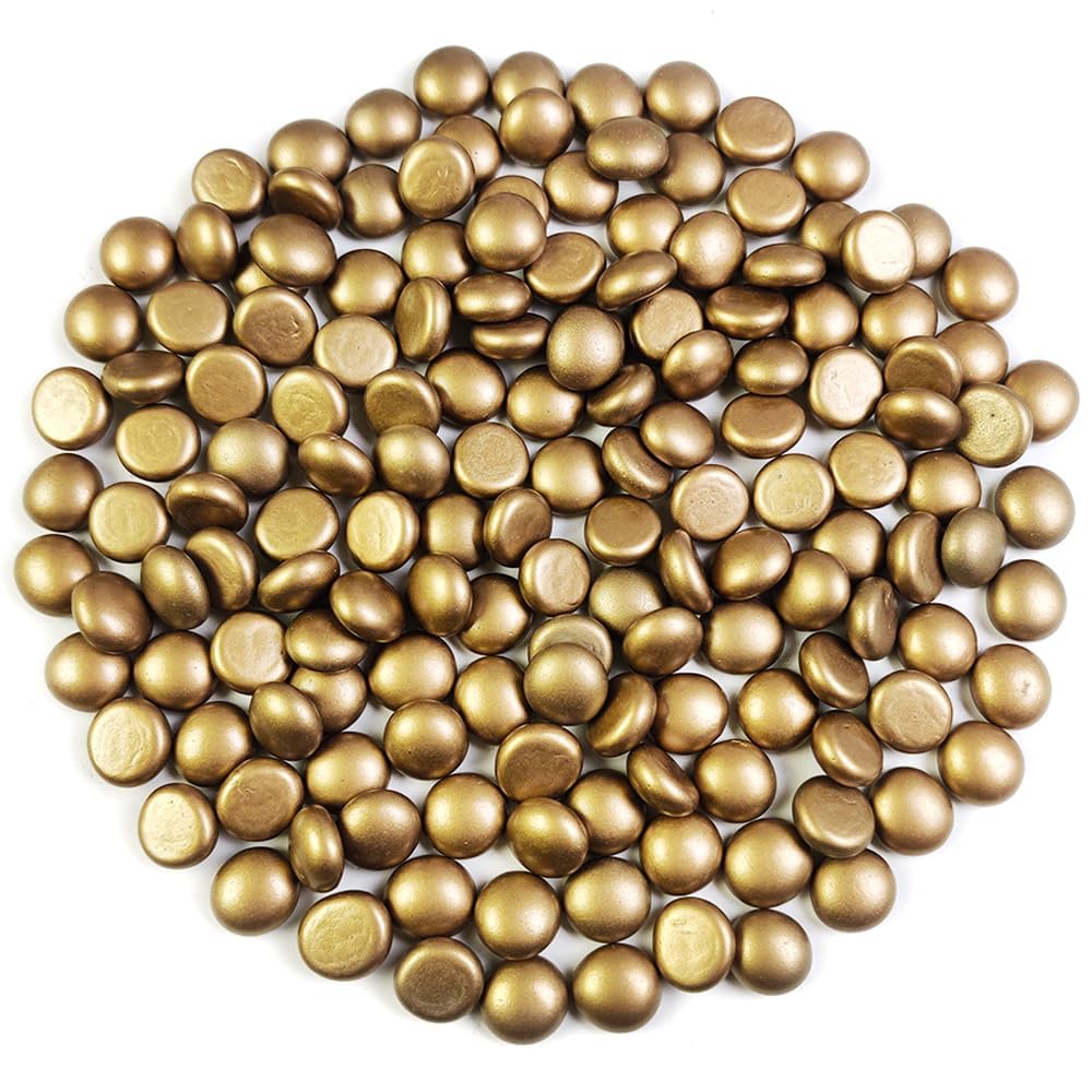 HappyFiller 170 Pcs Mini Gold Flat Marbles Vase Filler Glass Gems 1/2 Inch