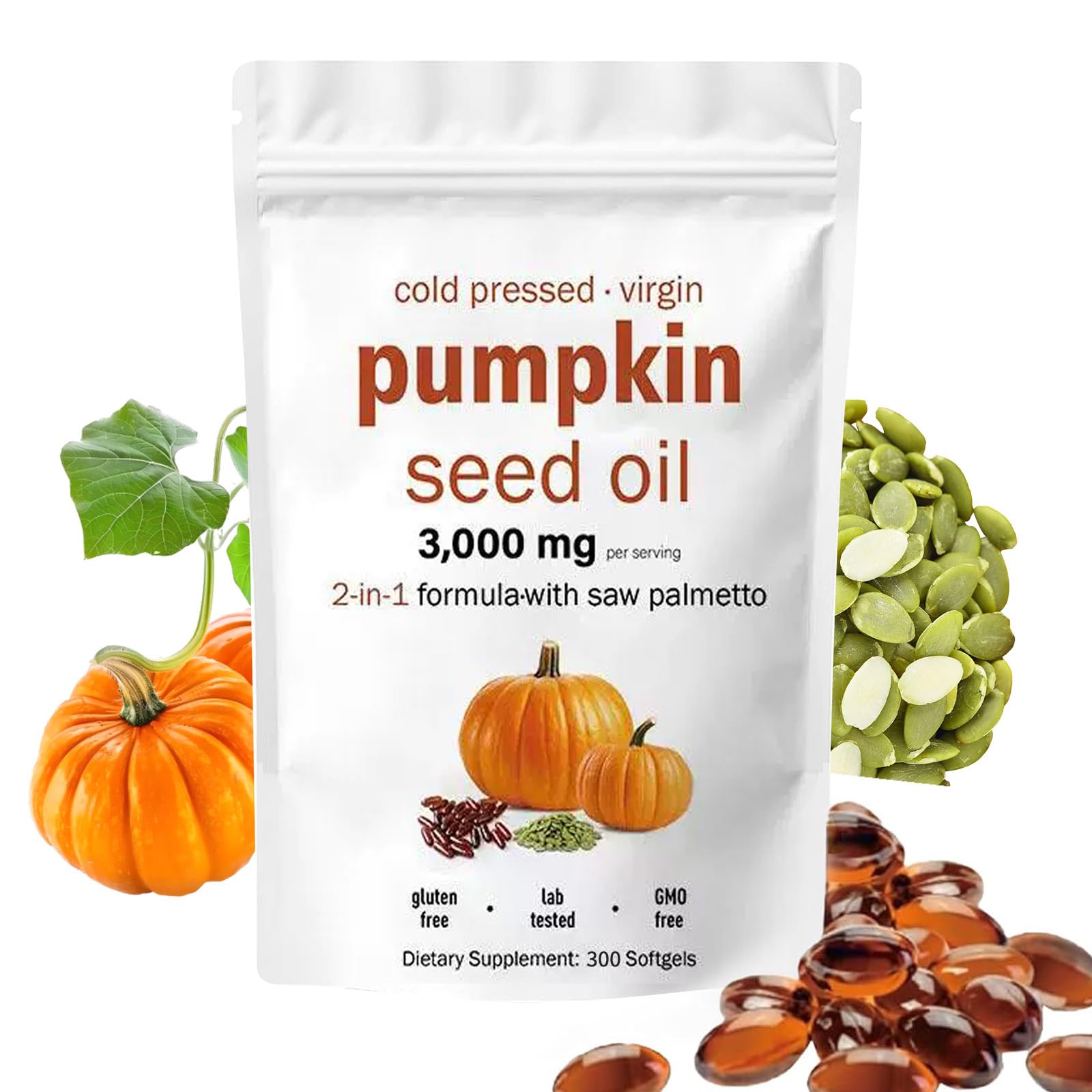 Pumpkin Seed Oil Capsules with Saw Palmetto, 300 Softgels