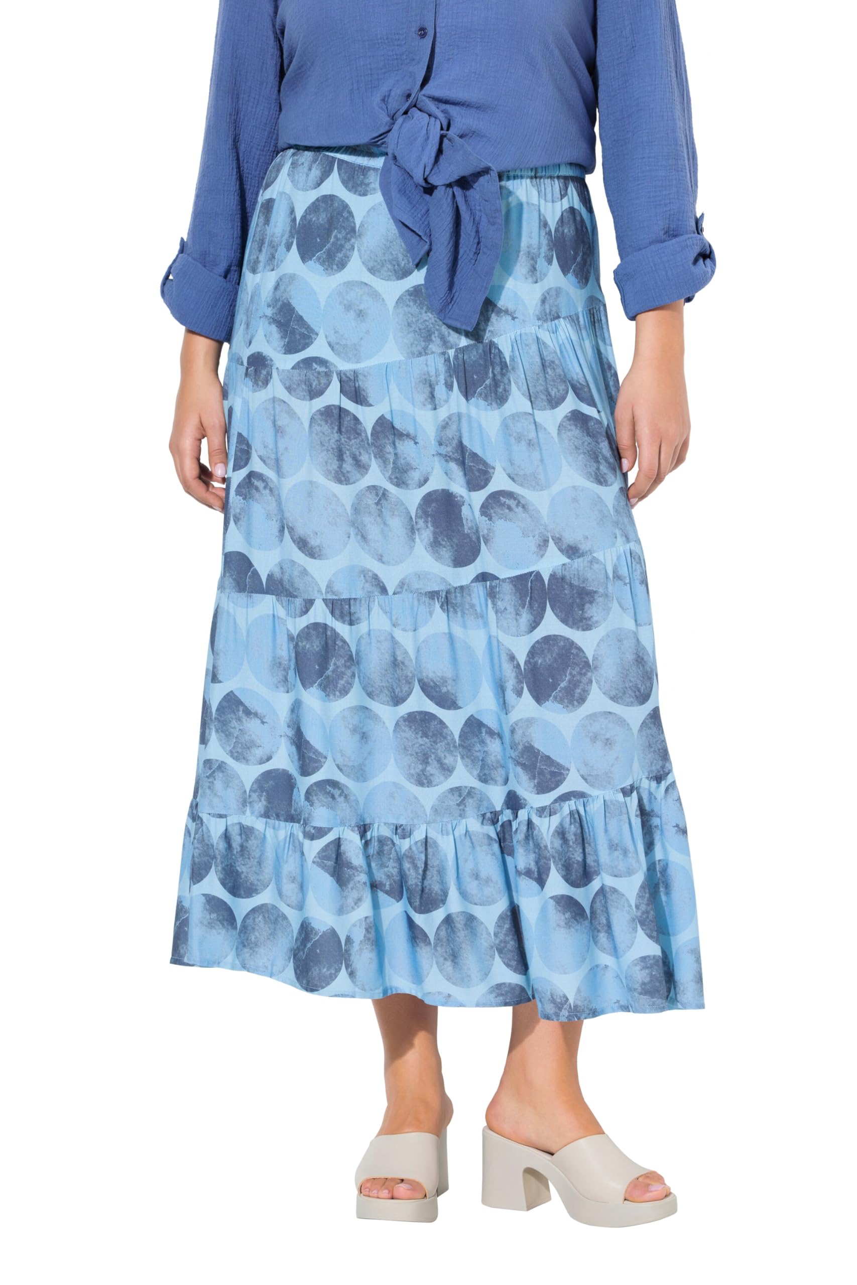 Ulla Popken Damen große Größen Übergrößen Plus Size Maxirock, Ziernähte, A-Linie, Elastikbund 838231