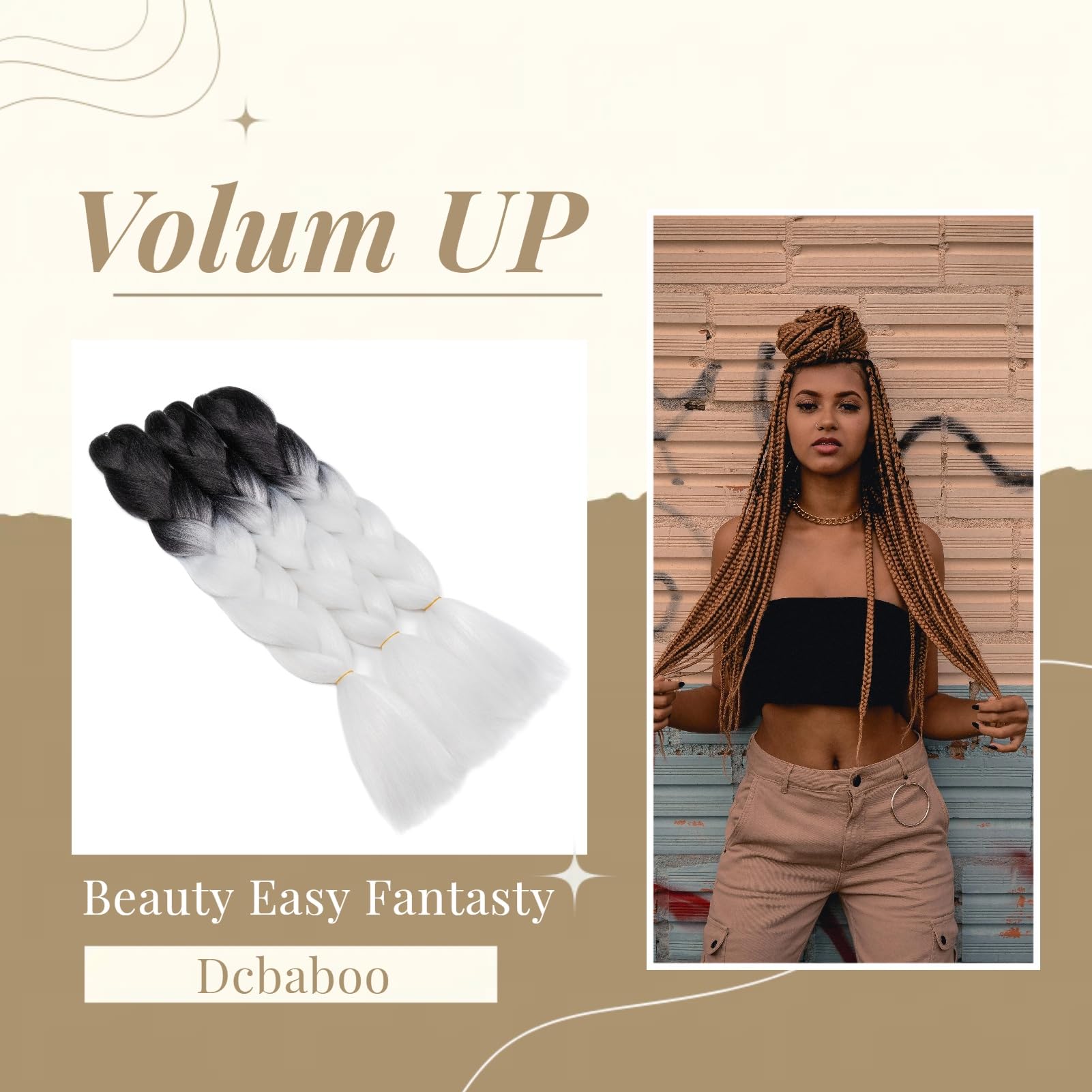 Dcbaboo Jumbo Braiding Hair Extensions 3packs 24inch Hair Extensions for Braiding Synthetic Hair Kanekalon Ombre Braids Hair Extensions Afro Crochet Braids Twist Hair Extensions 300g - Image 3