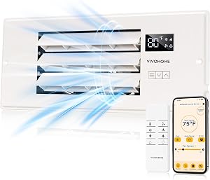 VIVOHOME Register Booster Fan - 4'' x 12'' Opening with Adjustable Louver - Smart Thermostat & 10-Speed Bluetooth App Control - AC Vent Fan for Floor, Ceiling, Wall - Quiet Operation (White)