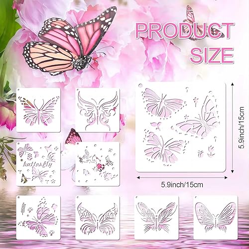 Miniatura 3 de 25 plantillas de mariposa plantillas de primavera reutilizables de plástico para manualidades con mariposas y plantillas temáticas de dibujo de