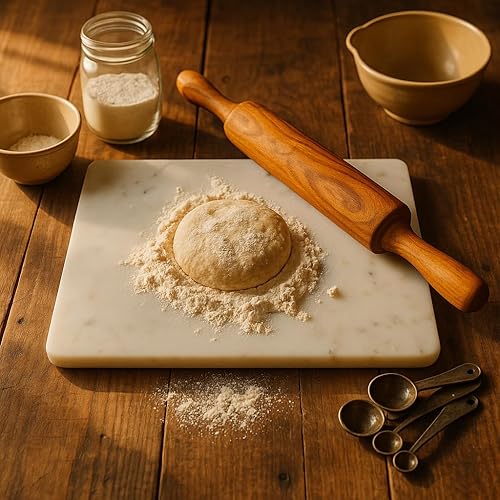 Miniatura 31 de Tabla de mármol blanco - Tabla de quesos Bandeja de madera de acacia para charcutería, queso, carnes, frutas, galletas Tabla de cortar, bandeja