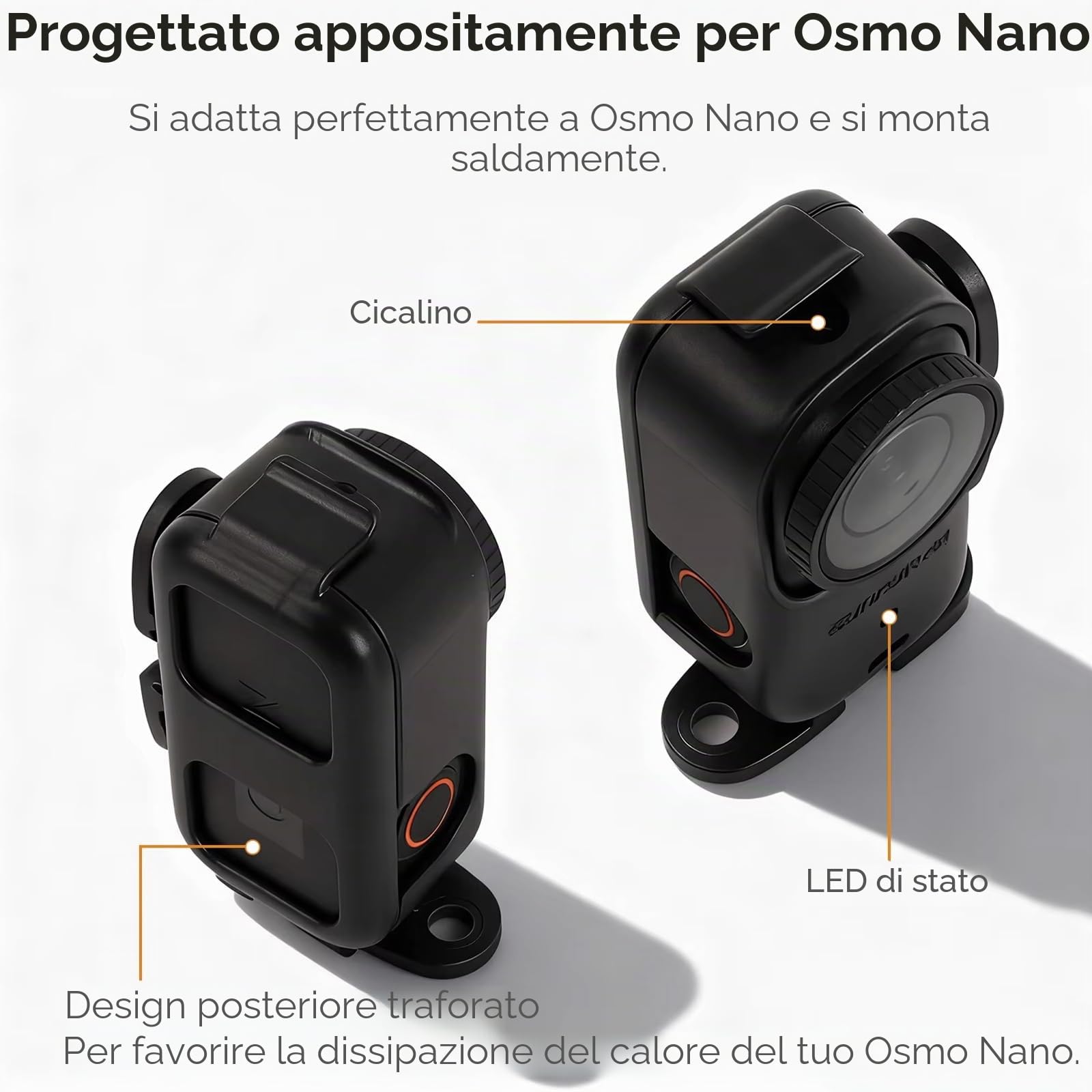 Telaio protettivo Gabbia Plastica per DJI Osmo Nano, Verticale-Orizzontale Adattatore Supporto Espansione Staffa Accessori per DJI Osmo Nano per treppiede/bastone selfie/zaino bicicletta clip