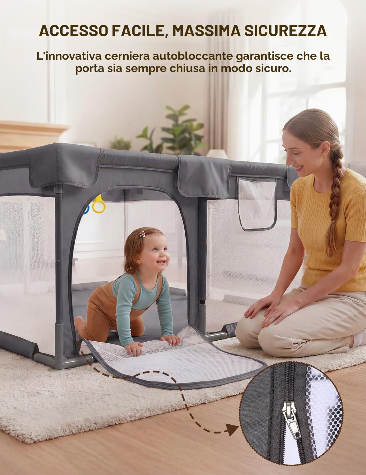 Dripex Box per Bambini Recinto Neonato - Small - Antracite | 124 x 124 cm box per bambini con tappetino, tessuto Oxford 210D, 2 anelli da gioco, palline a tema oceano.