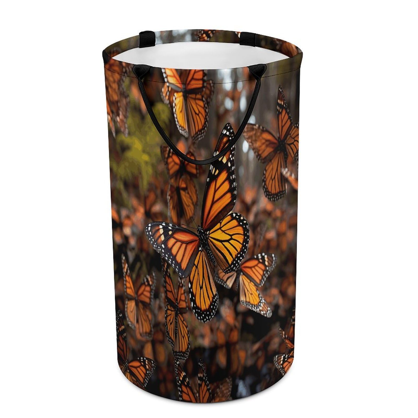 Monarch Butterflies Laundry Basket Large Foldable Laundry Hamper with Handles Freestanding Collapsible Clothes Basket Waterproof Portable Dirty Clothes Hamper for Bathroom 86L