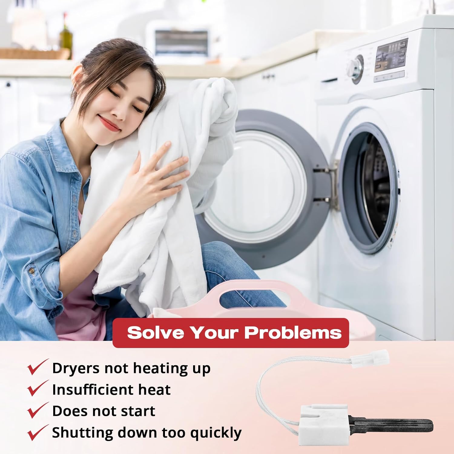 Earthtec DC47-00022A Dryer Igniter Fits for Samsung dryer Igniter Replacement Parts DVG55A7700V/A3 DV48H7400GWIA2 31001556 SDE366 WP33002789 AP4211272 33002789 35001100 53-0689 AP6007606