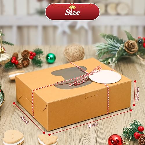 Vista 74 de COTOPHER 18 cajas de galletas de Navidad con ventana, cajas blancas de panadería de 4 x 4 x 2.5 pulgadas para regalo, mini cajas de pastel