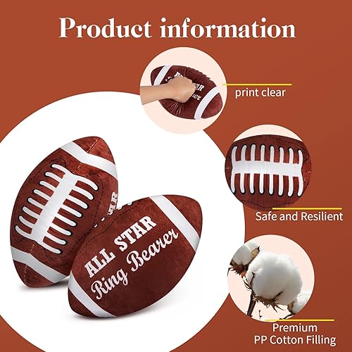 Miniatura 3 de Deekin 2 piezas de 12 pulgadas All Star Ring Bearer Football Plush Baby Football Stuffed Fluffy Toddler Thank You Regalo de boda para niños y niñas
