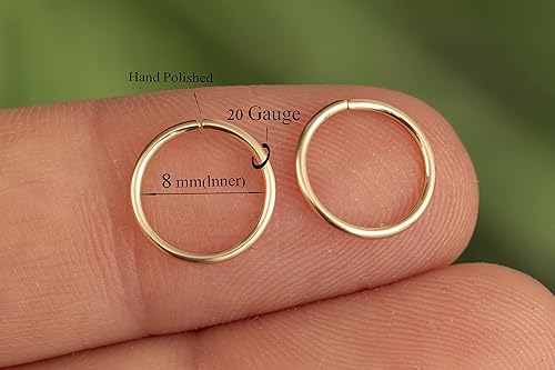 Miniatura 20 de Gold Hoop Earrings Silver Hoop Earrings - Hoop Earrings For Women Two Pcs Of Thin Gold Filled Sterling Silver Hoops, Helix Hoop, Tragus Ring