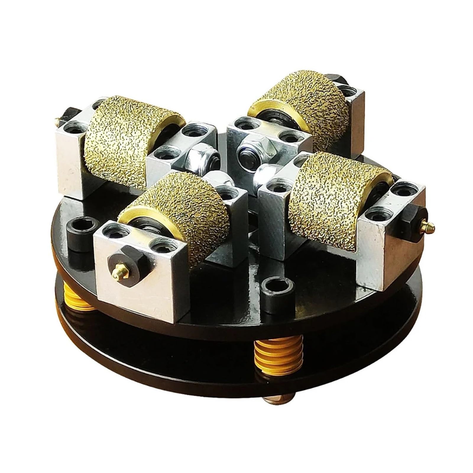 Muela abrasiva soldada con Arena de 8 Pulgadas y 200 mm con 4 Rodillos for pulir Piedra, mármol, Granito, hormigón y Suelos.(Including connectors)