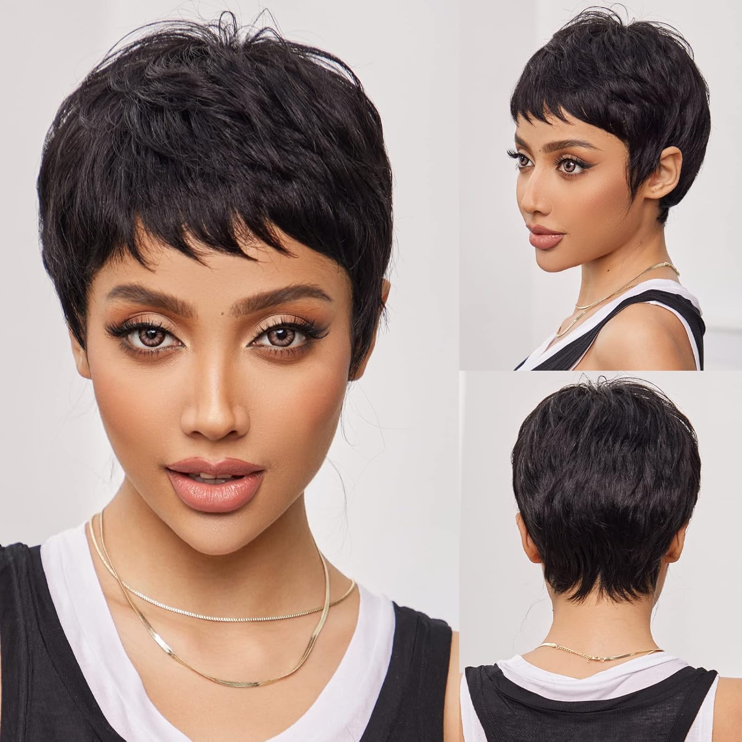 HAIRCUBE Pixie Cut Wigs – Short Remy Human Hair Wigs, Black, Wavy HAIRCUBE Pixie Cut Wigs – Short Remy Human Hair Wigs, Black, Wavy