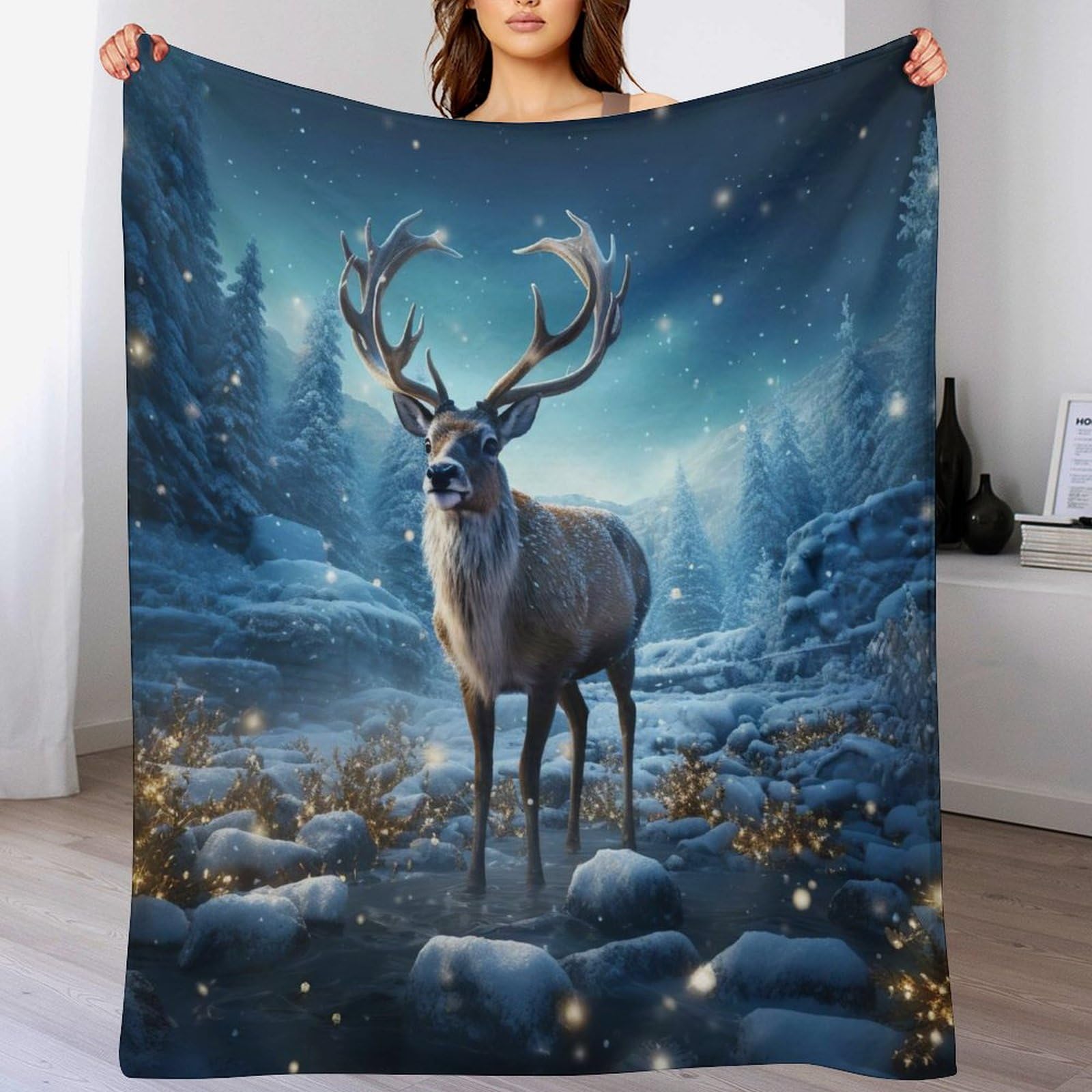 Couverture en cerf 180x200 plaid lit et canapé en flanelle super douce