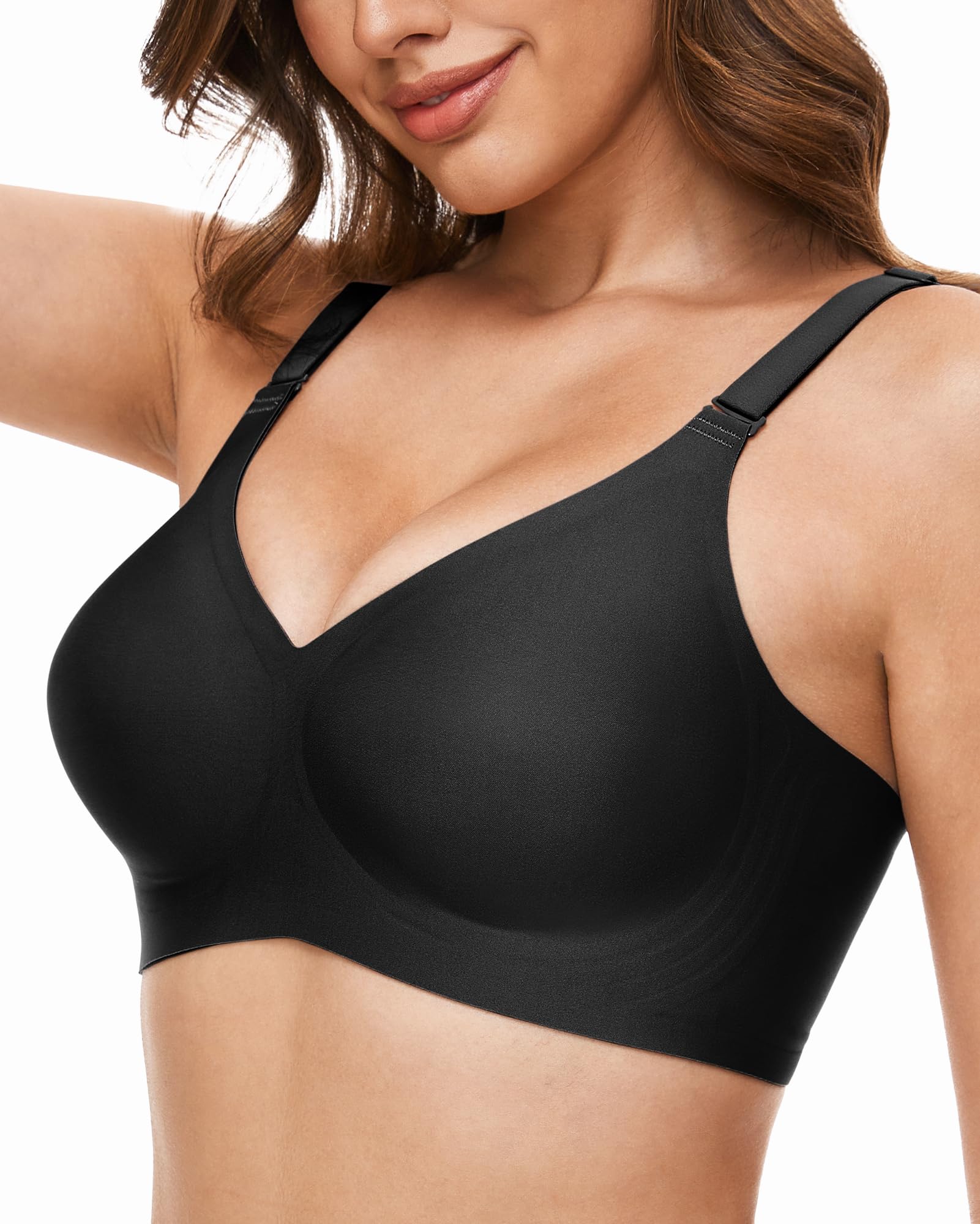 Deep V Petal Bras for Women No Underwire Soft Wireless Bras Comfort Seamless Bralettes with Extender
