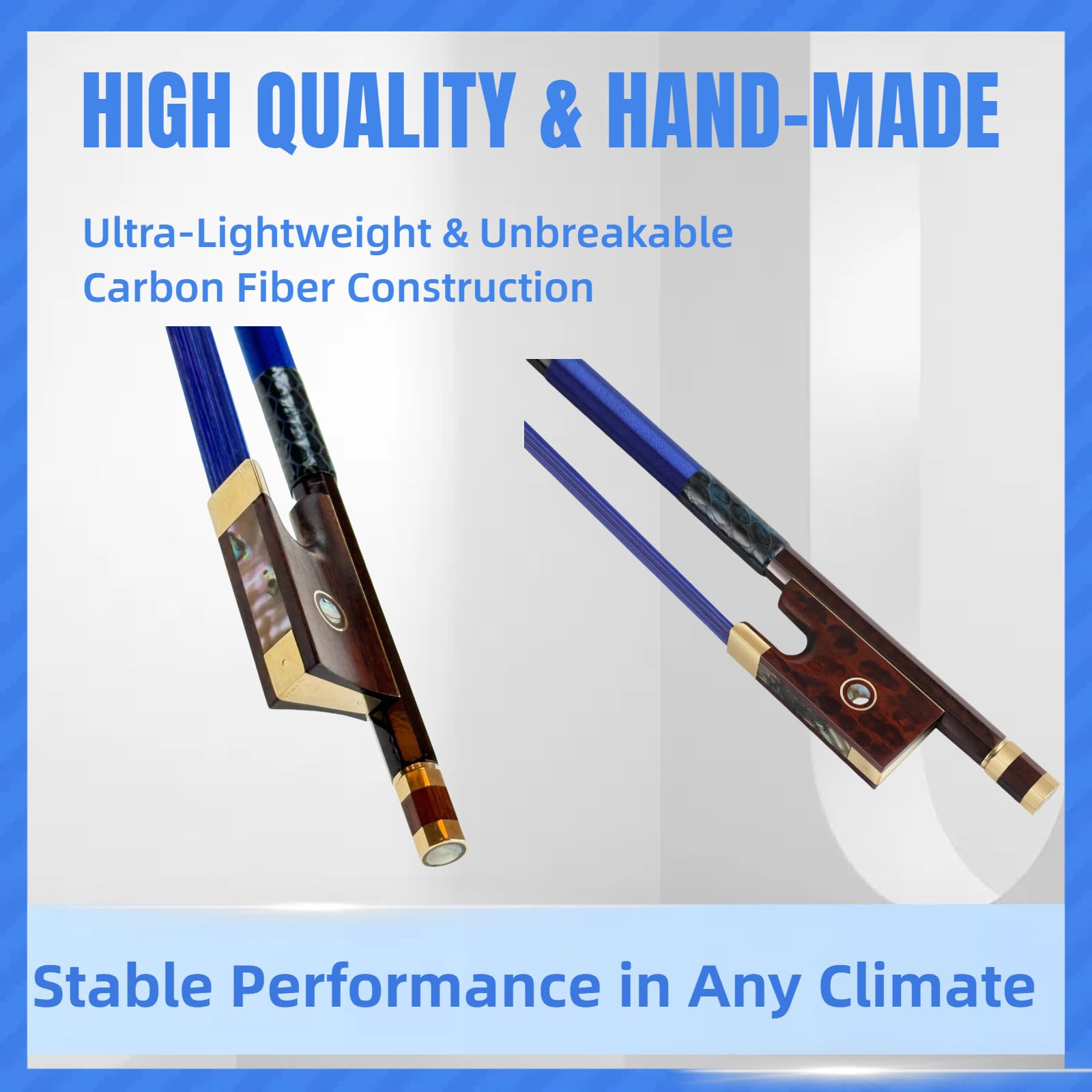 Premium Carbon Fiber Violin Bow 4/4, Lightweight, Durable - Image 3