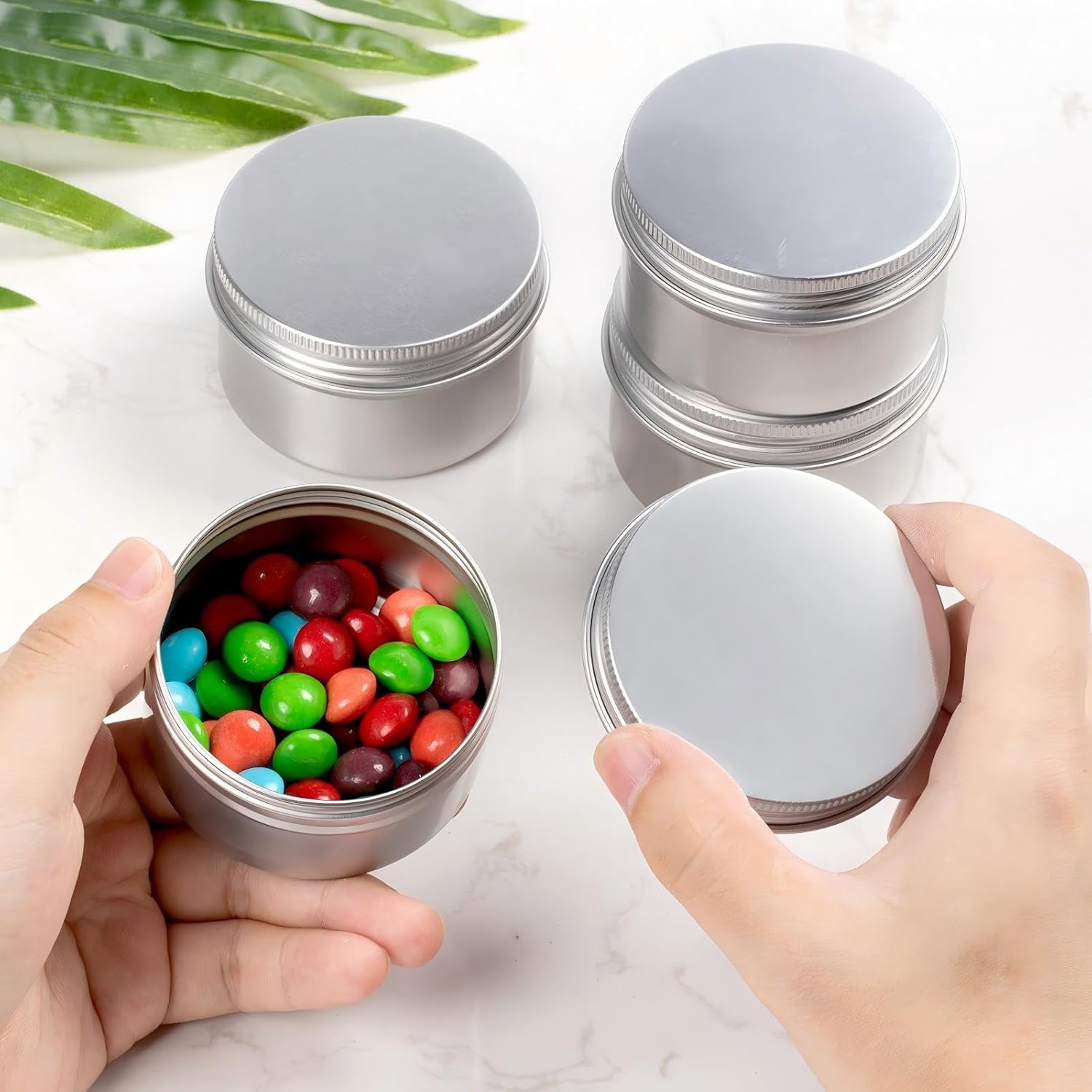 Patelai 36 Pcs 4 oz Metal Round Tins Aluminum Tin Cans Salve Tins Containers with Screw Lid 10 Sheets Stickers for Salve Spice Candies Balms Candles(Silver)