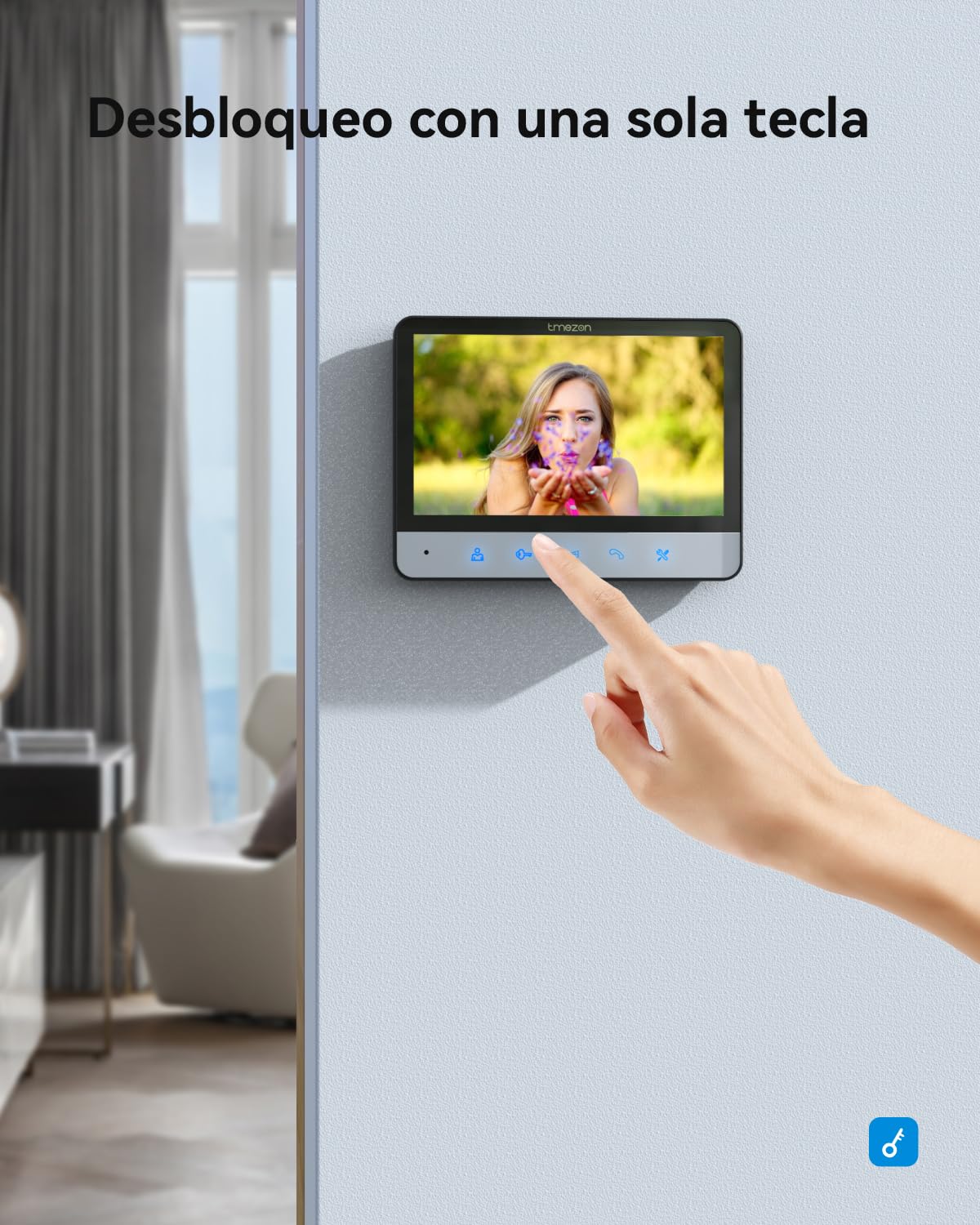 TMEZON Videoportero 4 Hilos,Timbre Video Sistema de intercomunicación con 7 zoll Monitor y Timbre con Cable,Vista en Vivo y conversación, Desbloqueo por Monitor Interior,16 Tonos de Llamada