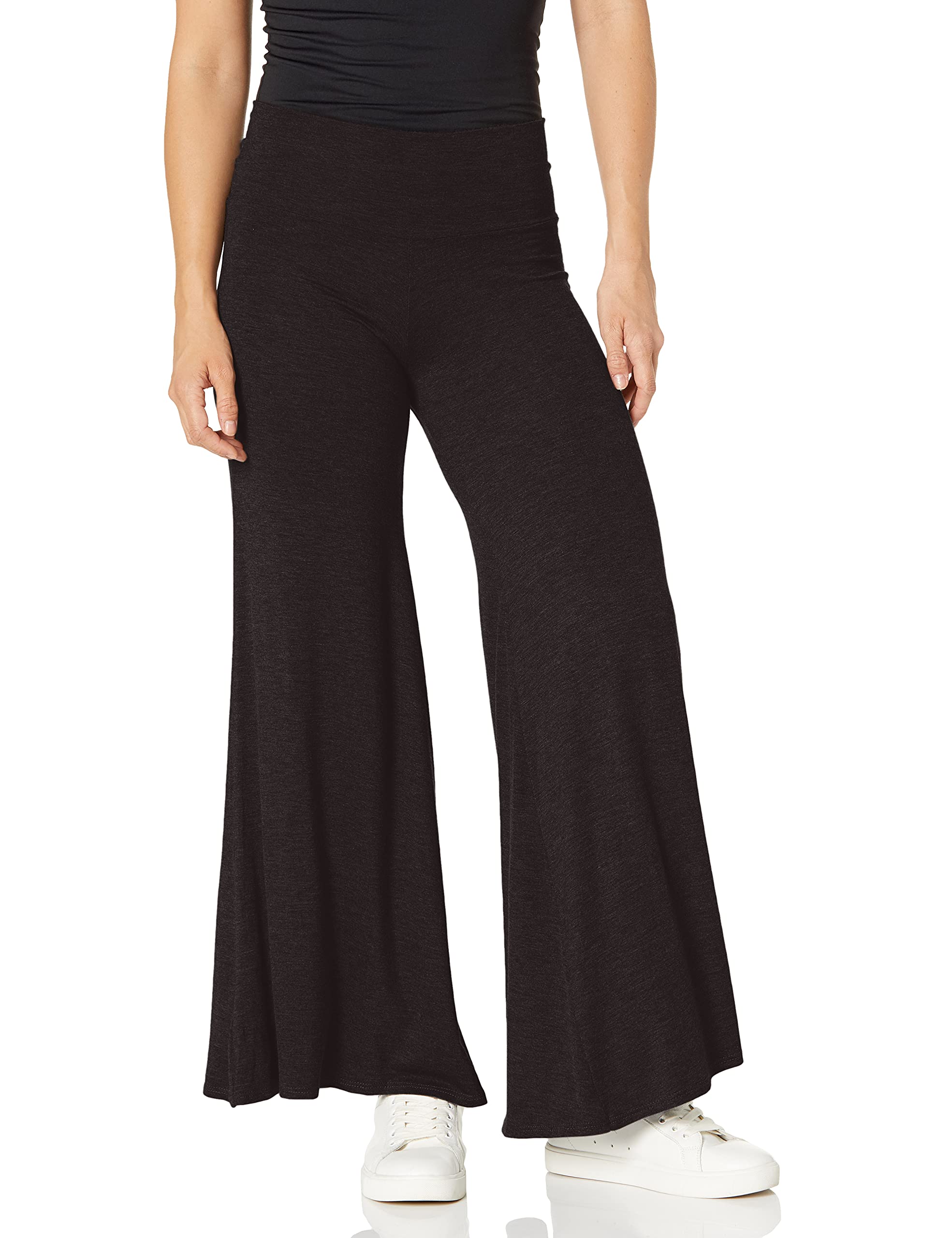 Star Vixen Women's Petite Stretch Rayon Jersey Wide-Leg Palazzo Pant, Black, XL Petite