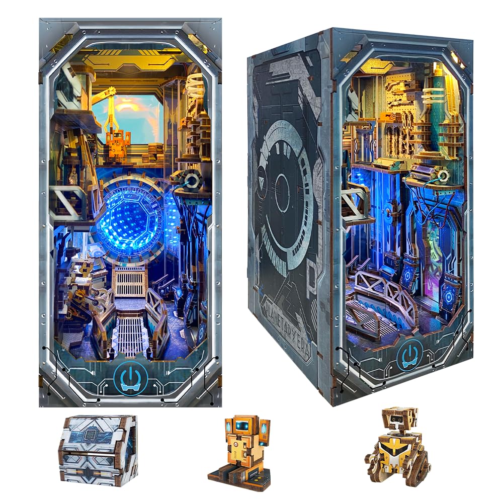 Cyberpunk Book Nook, kit fai da te per casa delle bambole, puzzle in legno 3D con decorazione futuristica a LED, decorazione per la casa di compleanno, Natale, per adolescenti e adulti