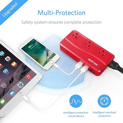Miniatura 6 de BESTEK - Adaptador de viaje universal convertidor de voltaje de 220 V a 110 V con carga USB de 6 A y 4 puertos, y adaptador de enchufe de Reino