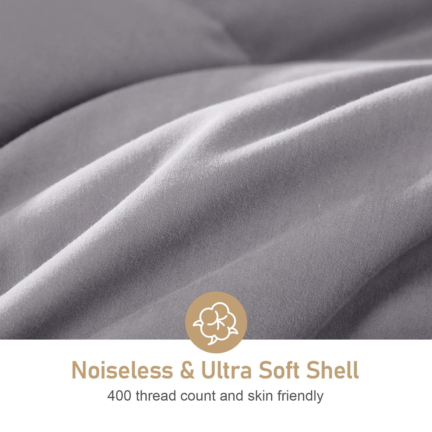 Amazon Brand - Pinzon Summer Ultra Soft Down Comforter Duvet Insert, 400 Thread Count, LIghtweight - Grey, Queen